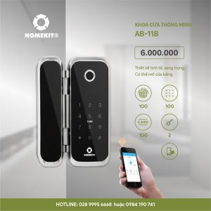 Khóa HomeKit AB-11B chuyên lắp cho cửa kính với 4 tính năng