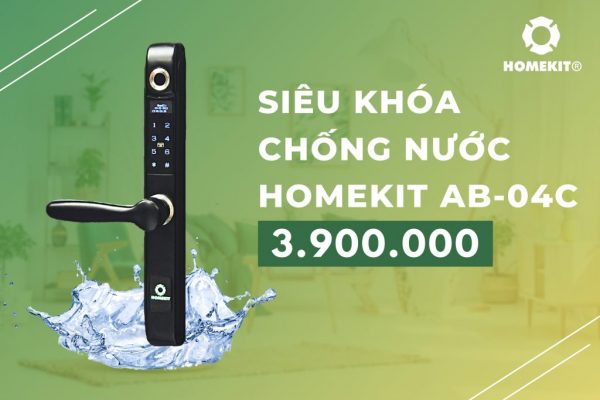 Khóa HomeKit AB-04C khóa vân tay chống nước chuyên dành cho cửa đố hẹp với 4 tính năng