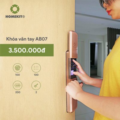 Khoá HomeKit AB-07 khóa vân tay chuyên lắp cho cửa gỗ 4 tính năng