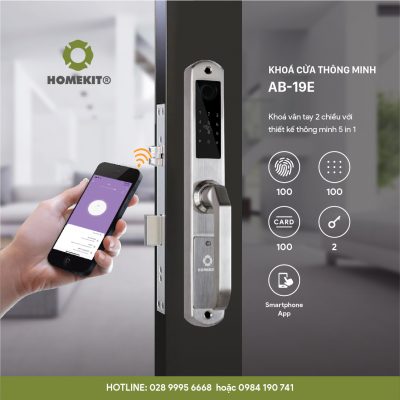 Khóa HomeKit AB-19E khóa vân tay 2 chiều chuyên lắp cho cửa đố hẹp với 5 tính năng
