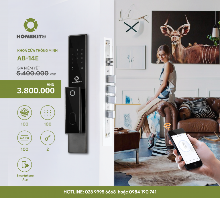 khóa vân tay pull push 5 tính năng Ab-14E