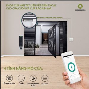 Khóa vân tay cửa cuốn điều khiển qua app điện thoại