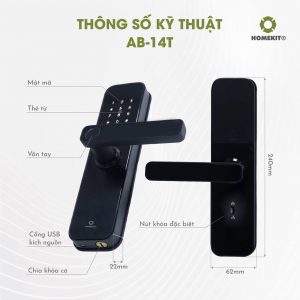 Khoá cửa điều khiển từ xa qua app 5 tính năng AB-14T
