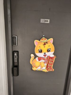 Hình ảnh lắp đặt mặt trước khóa AB - 34G tại gia đình chị Mai ở Căn hộ City Tower, Đại lộ Bình Dương, Hưng Định, Thuận An, Bình Dương.