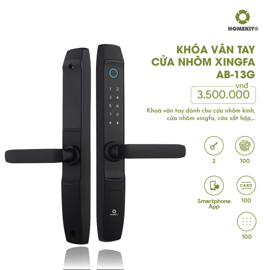 Khóa vân tay cửa nhôm xingfa giá rẻ AB-13G