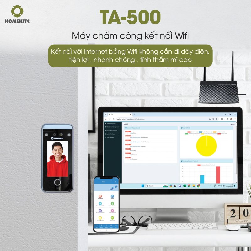 Máy chấm công kết nối Wifi TA500