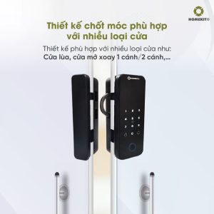 Khóa vân tay 6 tính năng cho cửa kính cường lực 2 cánh AB-22E