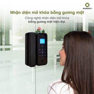 Khóa vân tay 6 tính năng cho cửa kính cường lực 2 cánh AB-22E