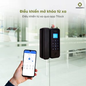 Khóa vân tay 6 tính năng cho cửa kính cường lực 2 cánh AB-22E