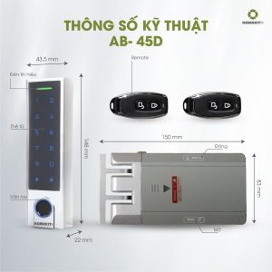 Khóa vân tay cửa kính cường lực AB-45D