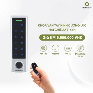 Khóa vân tay cửa kính cường lực hai chiều AB-45H
