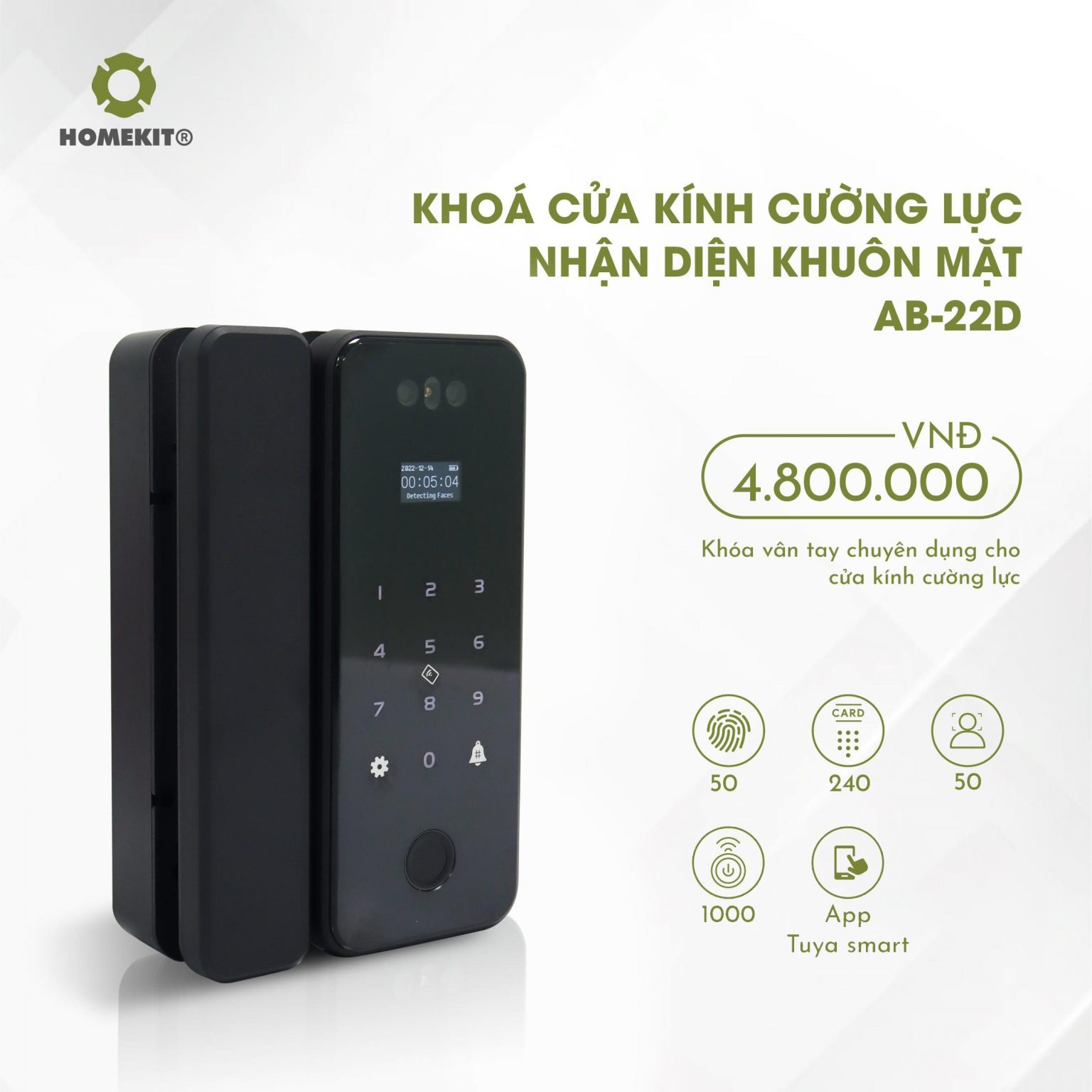 Khoá vân tay cửa kính