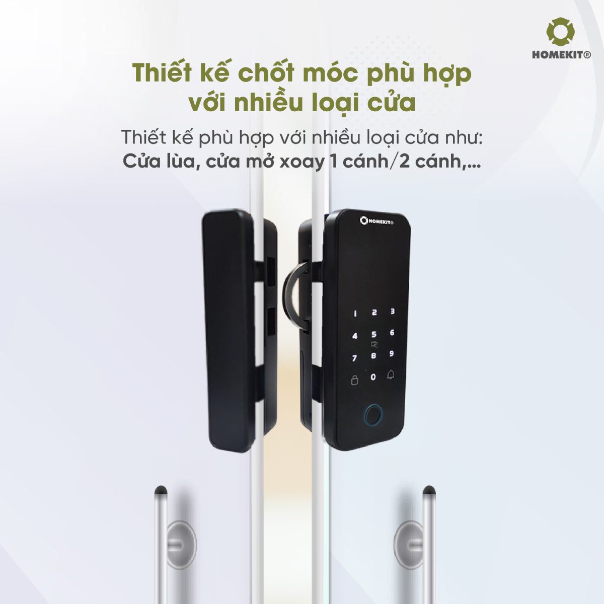 giá khóa cửa kính thủy lực