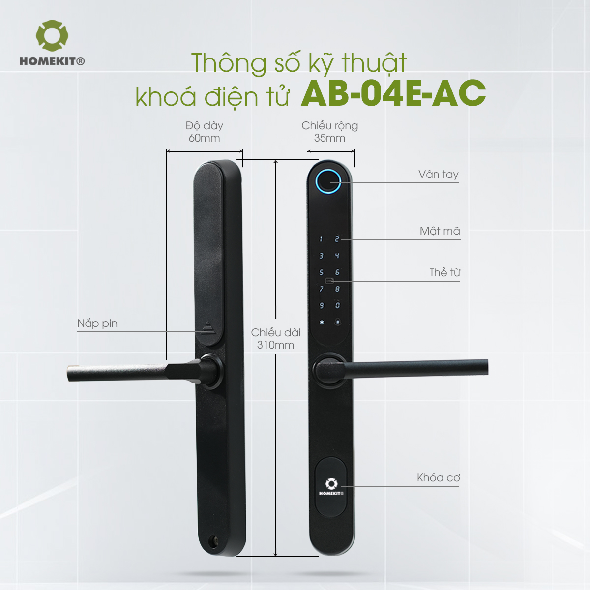 Khoá điện tử cho cửa nhôm Xingfa AB-04E-AC Khoá điện tử cho cửa nhôm Xingfa AB-04E-AC